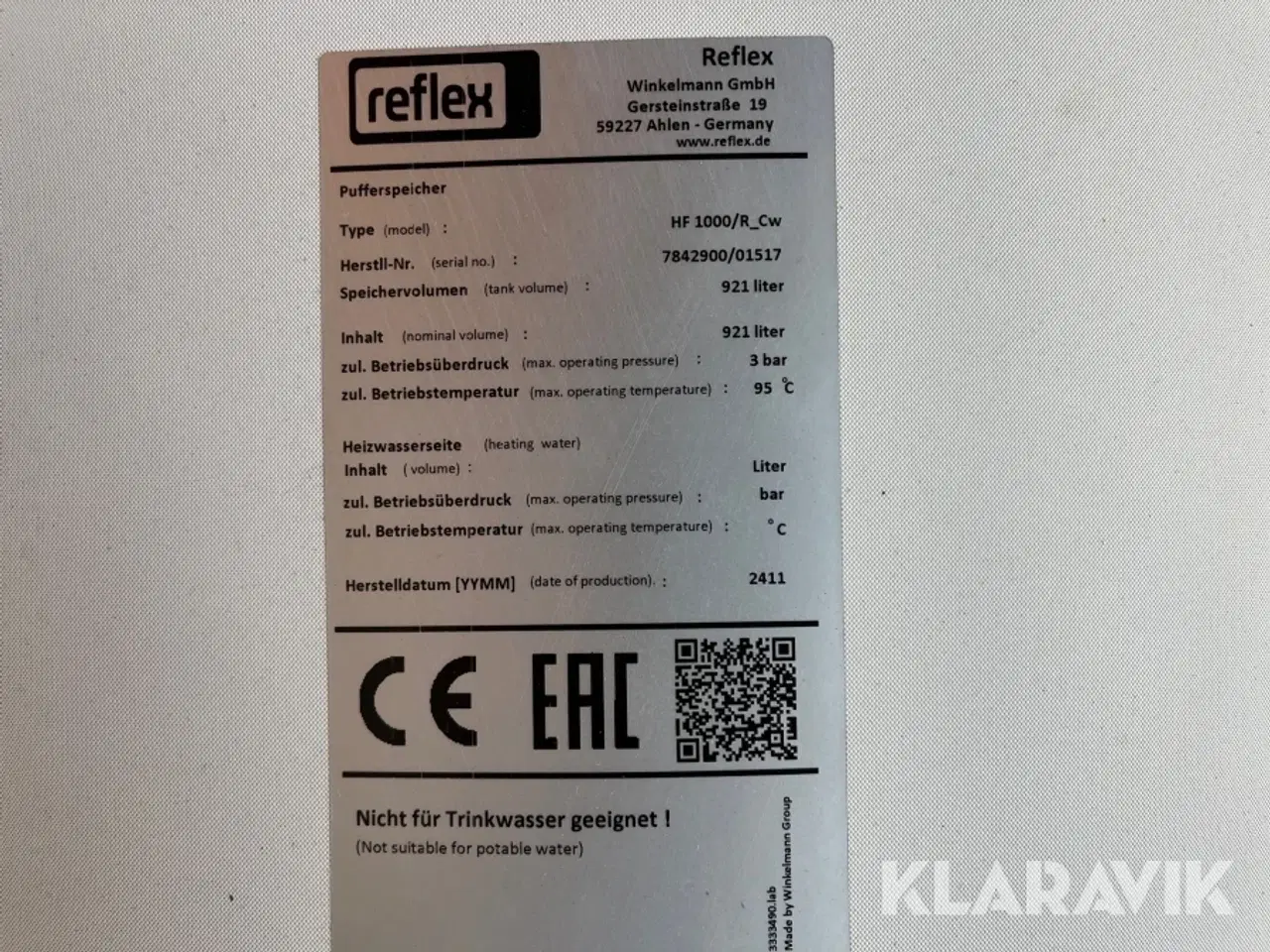 Billede 5 - Varmtvandsbeholder Reflex HF 1000/R_Cw