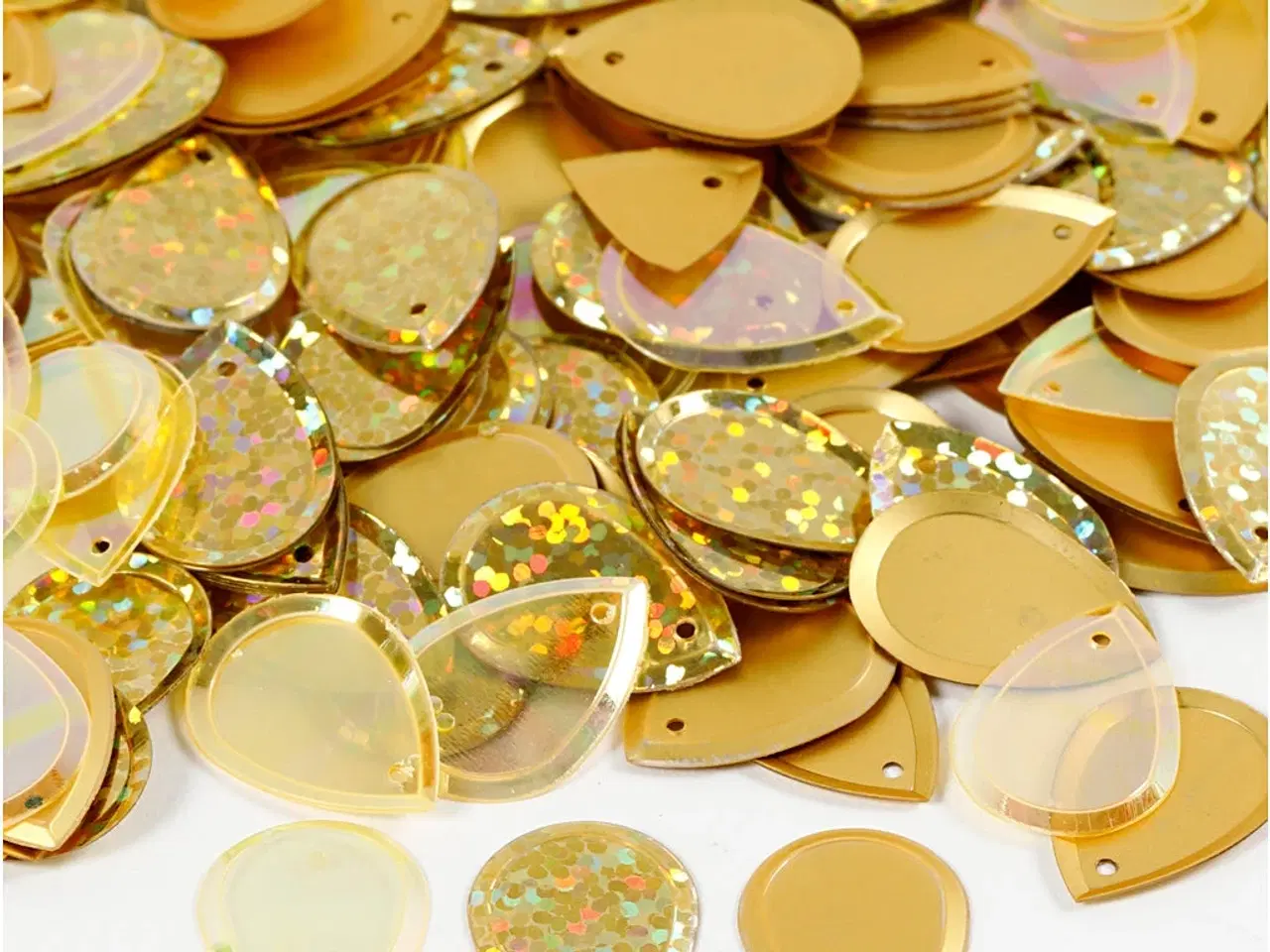 Billede 1 - Dråbeformede guld-pailletter 14x19 mm, 50g