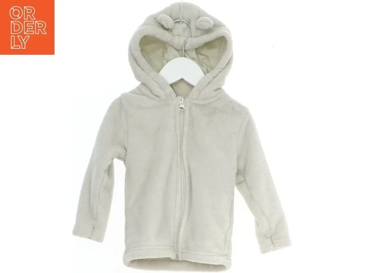 Billede 1 - Lysegrå fleecejakke med hætte fra Lupilu (str. 92)