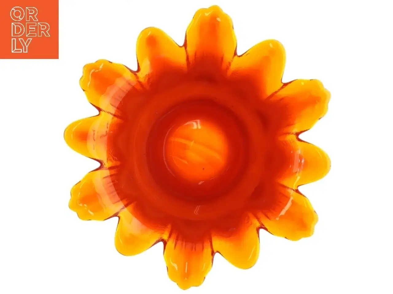 Billede 2 - Gennemsigtig orange solsikkevase (str. 11 x 17 cm)