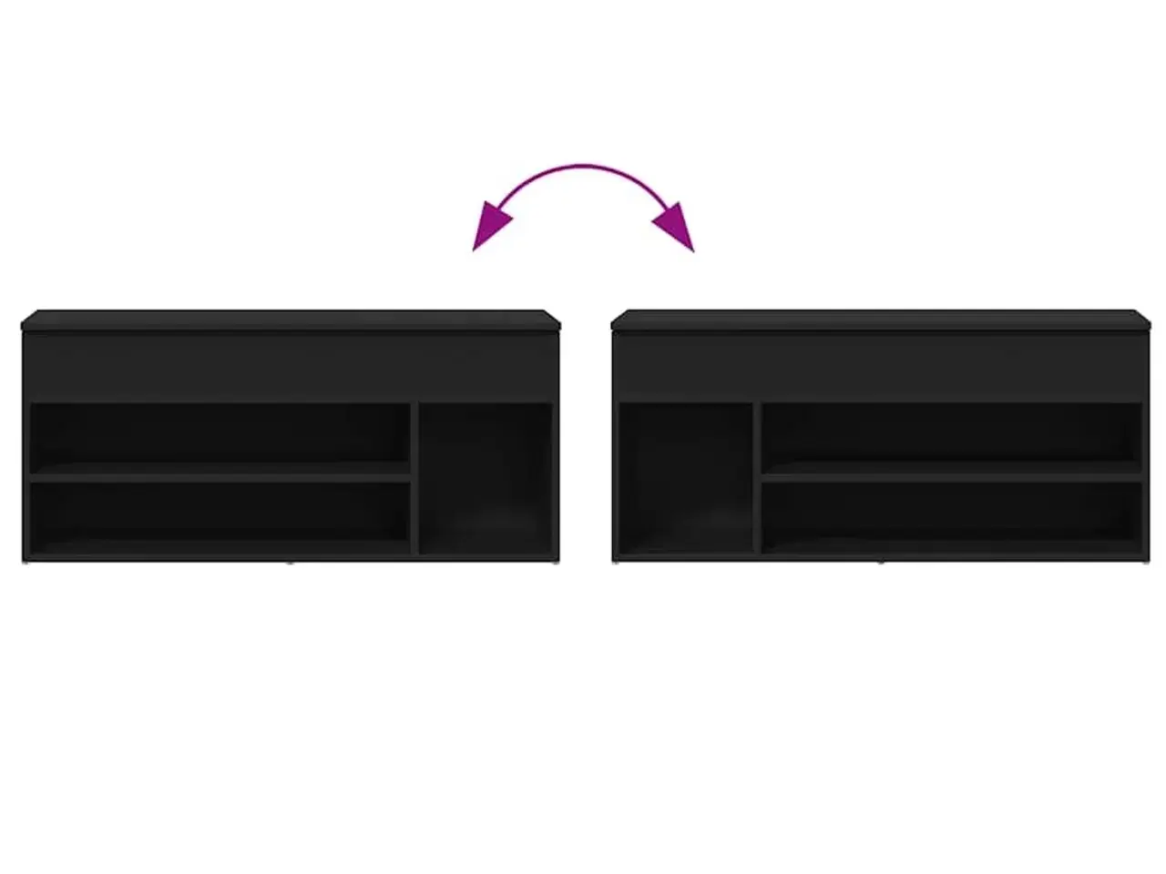 Billede 7 - Skobænk 102x30,5x45 cm konstrueret træ sort