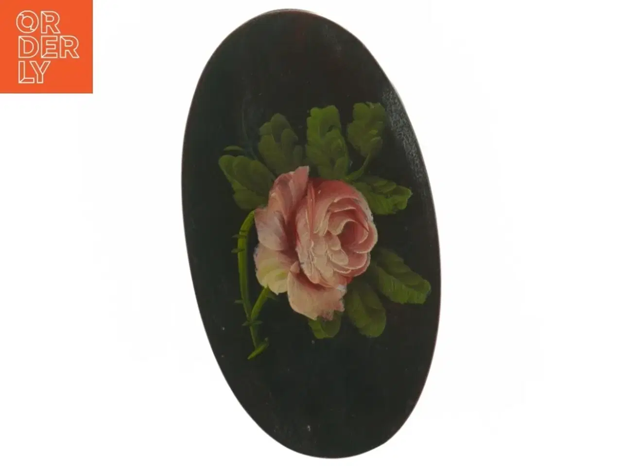 Billede 6 - Oval trææske med rosenmotiv (str. 18 x. 10 cm)