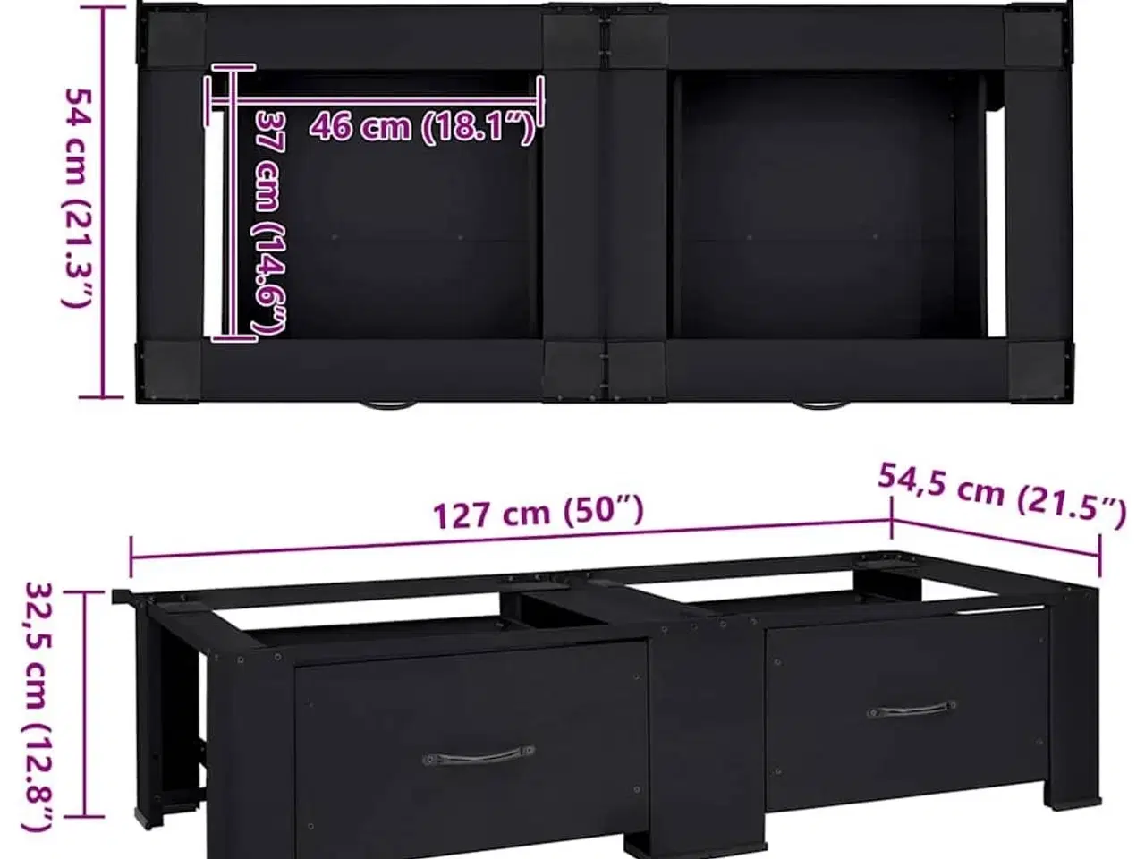 Billede 10 - Vaskemaskine Pedestal 2 stk Sort 64 x 55 x 32.5 cm Stål