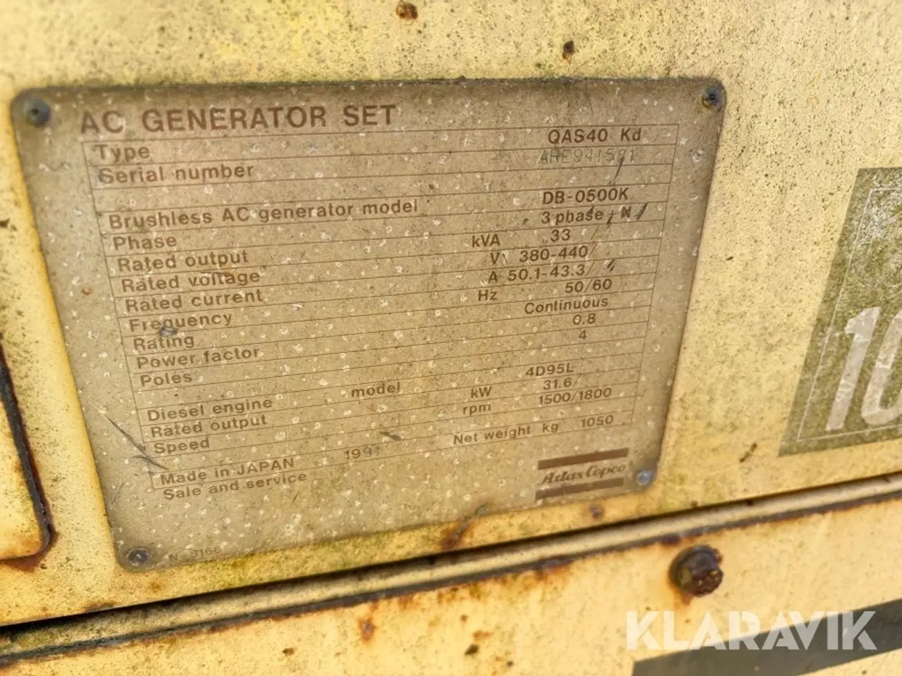Billede 7 - Generator Atlas Copco Qas40 1 styk