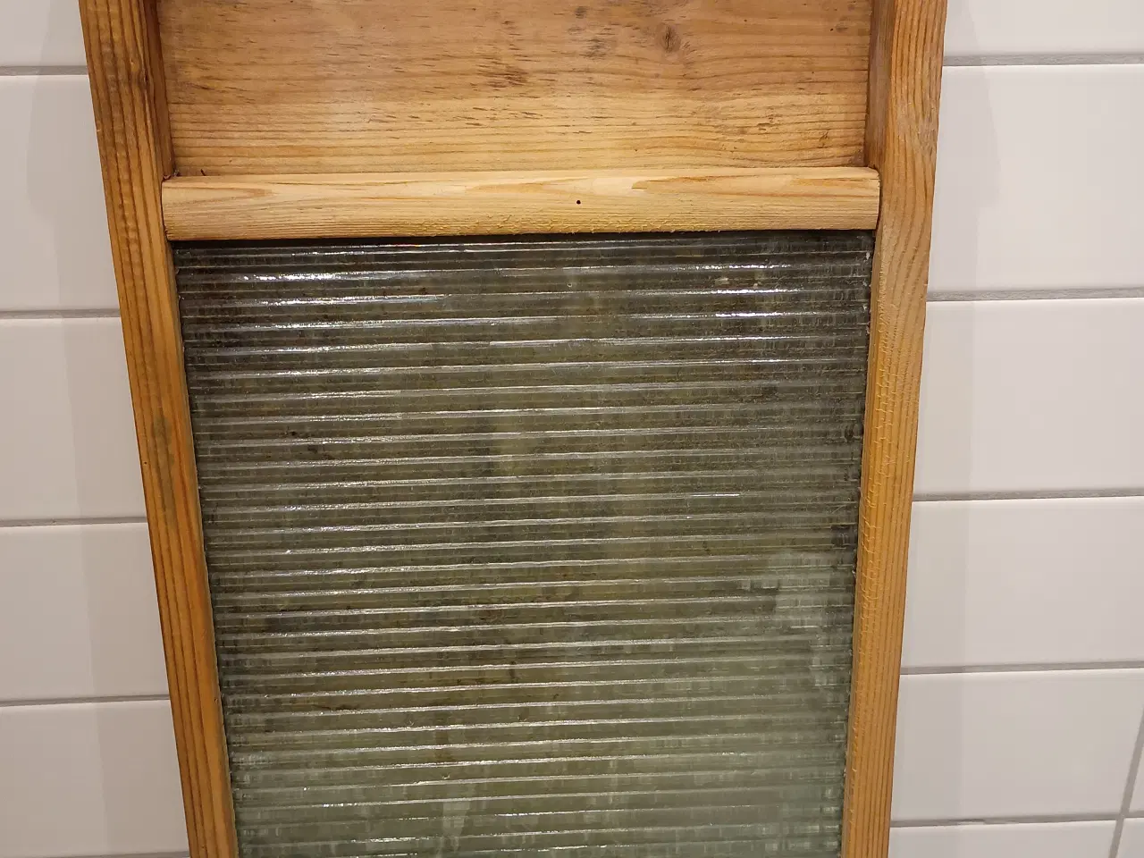 Billede 1 - Gammelt vaskebræt med glasplade