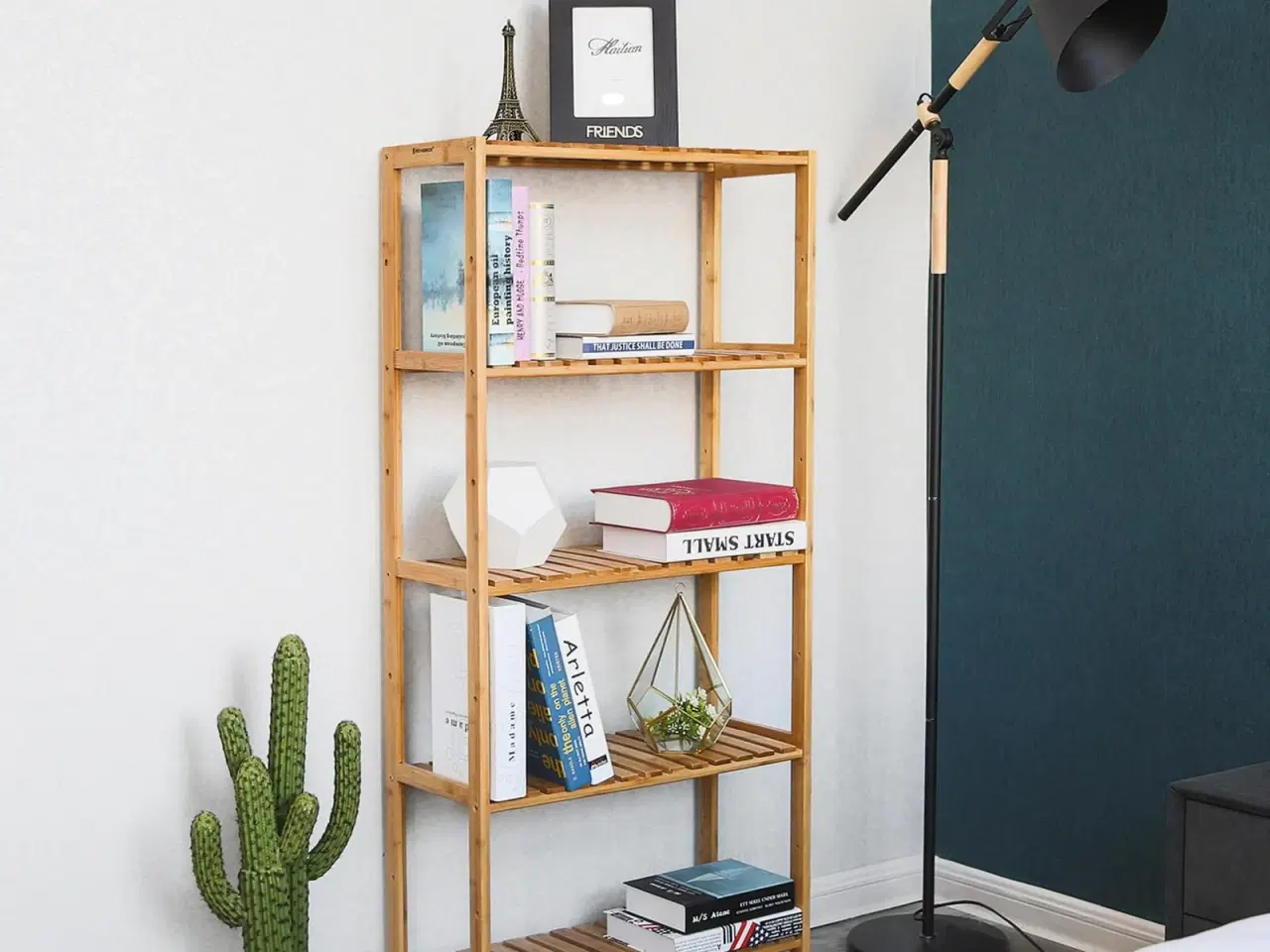 Billede 3 - Reol i bambus med 5 hylder – SONGMICS, justerbar, natur, 60 × 26 × 130 cm
