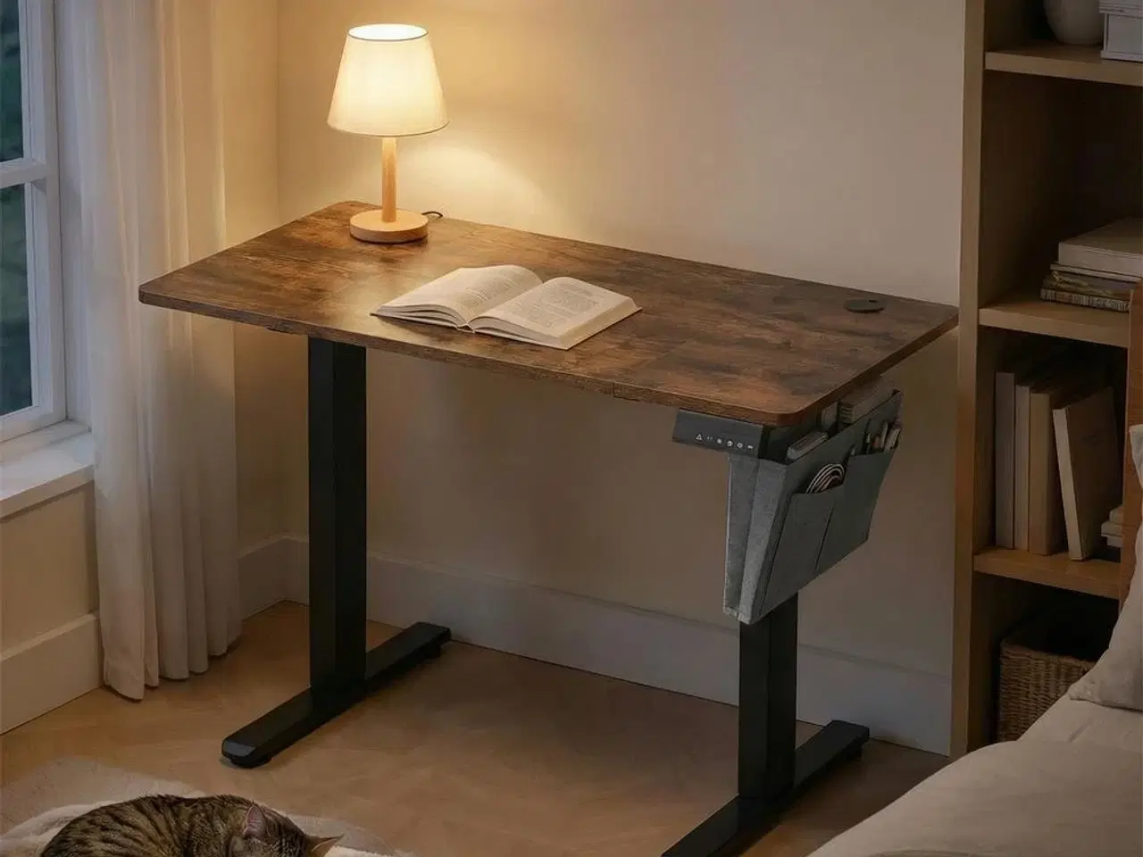 Billede 5 - Elektrisk hæve-sænkebord 120,1 × 60,1 cm - 4 hukommelser, USB‑C, rustik brun