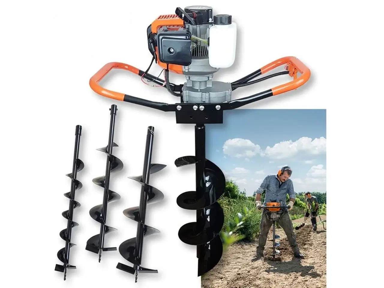 Billede 1 - Jordbor med 5,2 HK, 52 ccm, to-takt motor.