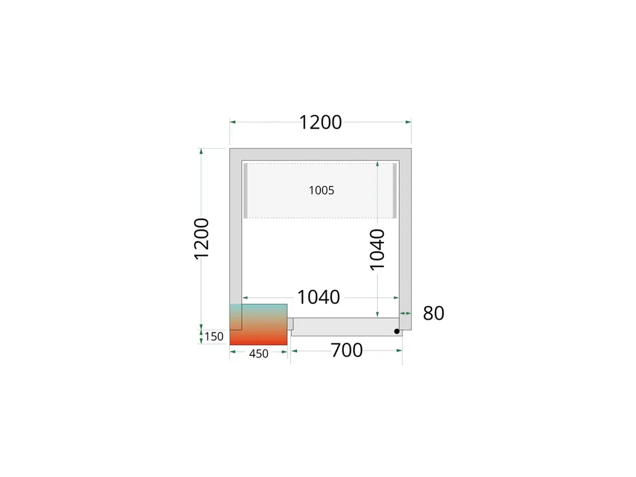 Billede 2 -  Tefcold Kølerum – 1200 x 1200 x 2200 mm – CRPF121