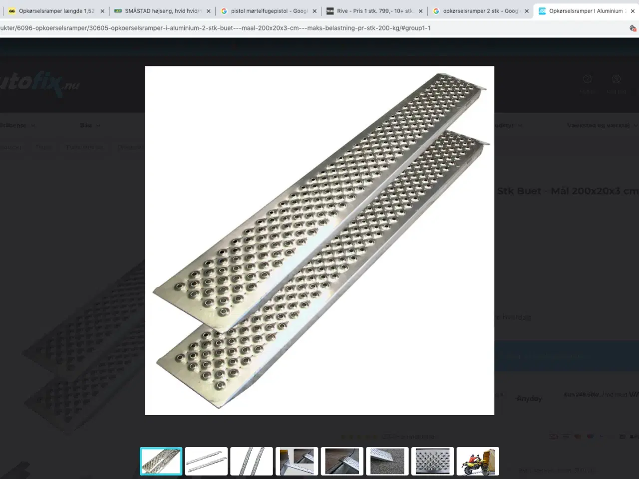 Billede 6 - Opkørselsramper I Aluminium 2 Stk Buet - Mål 200x2