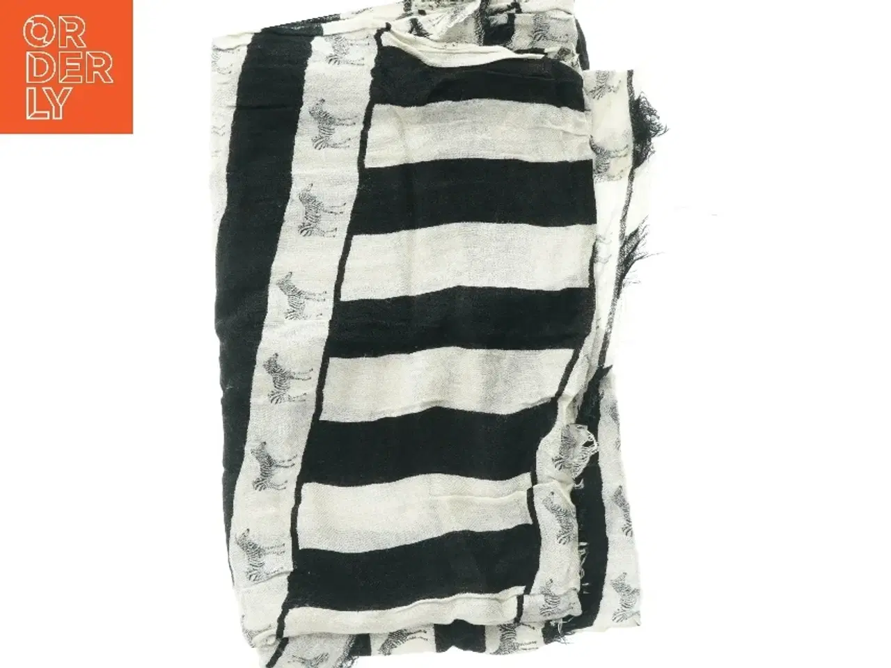 Billede 1 - Sort-hvid bomuldssjal fra Zara med zebra mønster (str. 1 x 2 m)