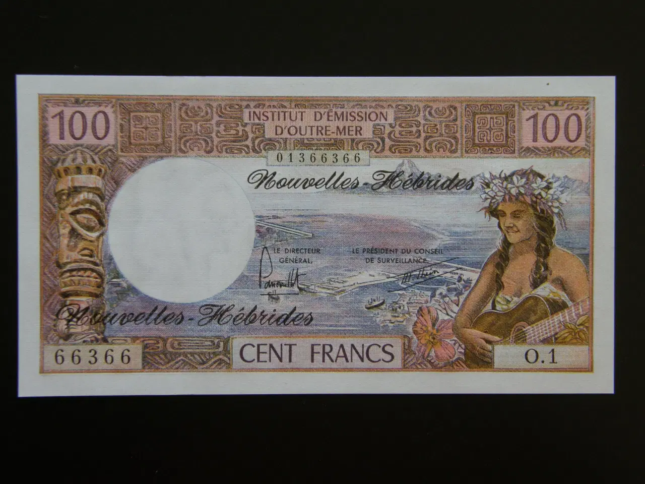 Billede 1 - New Hebrides  100 Francs 1977  P18d  Unc.