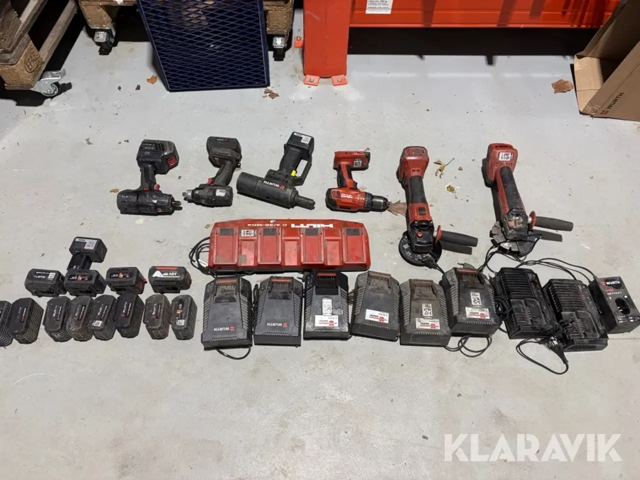 Billede 3 - Stort parti akkuværktøj – Wurth & Hilti – Slagnøgler, boremaskiner, vinkelslibere, batterier & ladere Hilti, Wurth