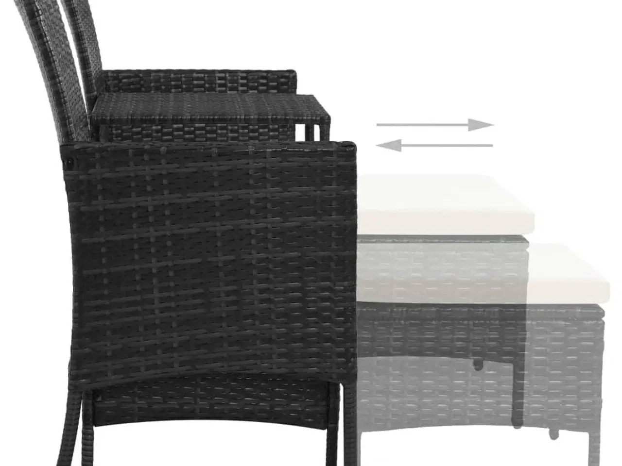 Billede 6 - 2-personers havesofa med bord og skamler polyrattan sort