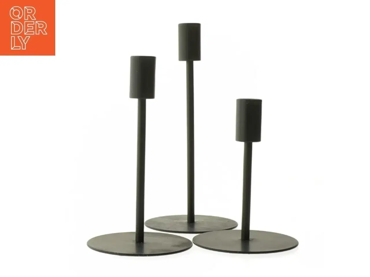 Billede 1 - Tre sorte lysestager (str. 14 og 19 og 23 cm)