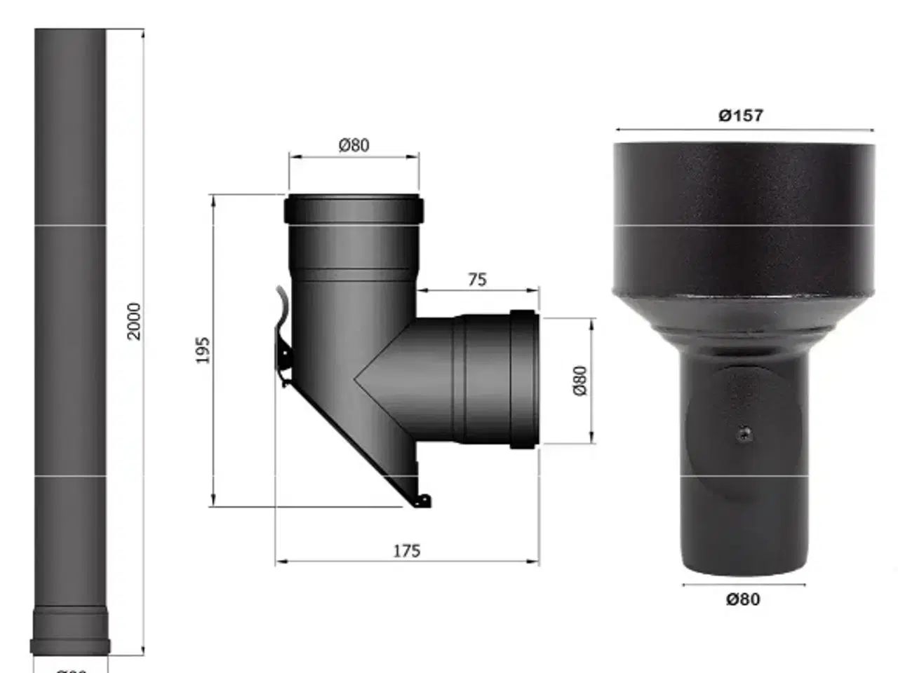 Billede 1 - Røgrør 80mm Pakke 2