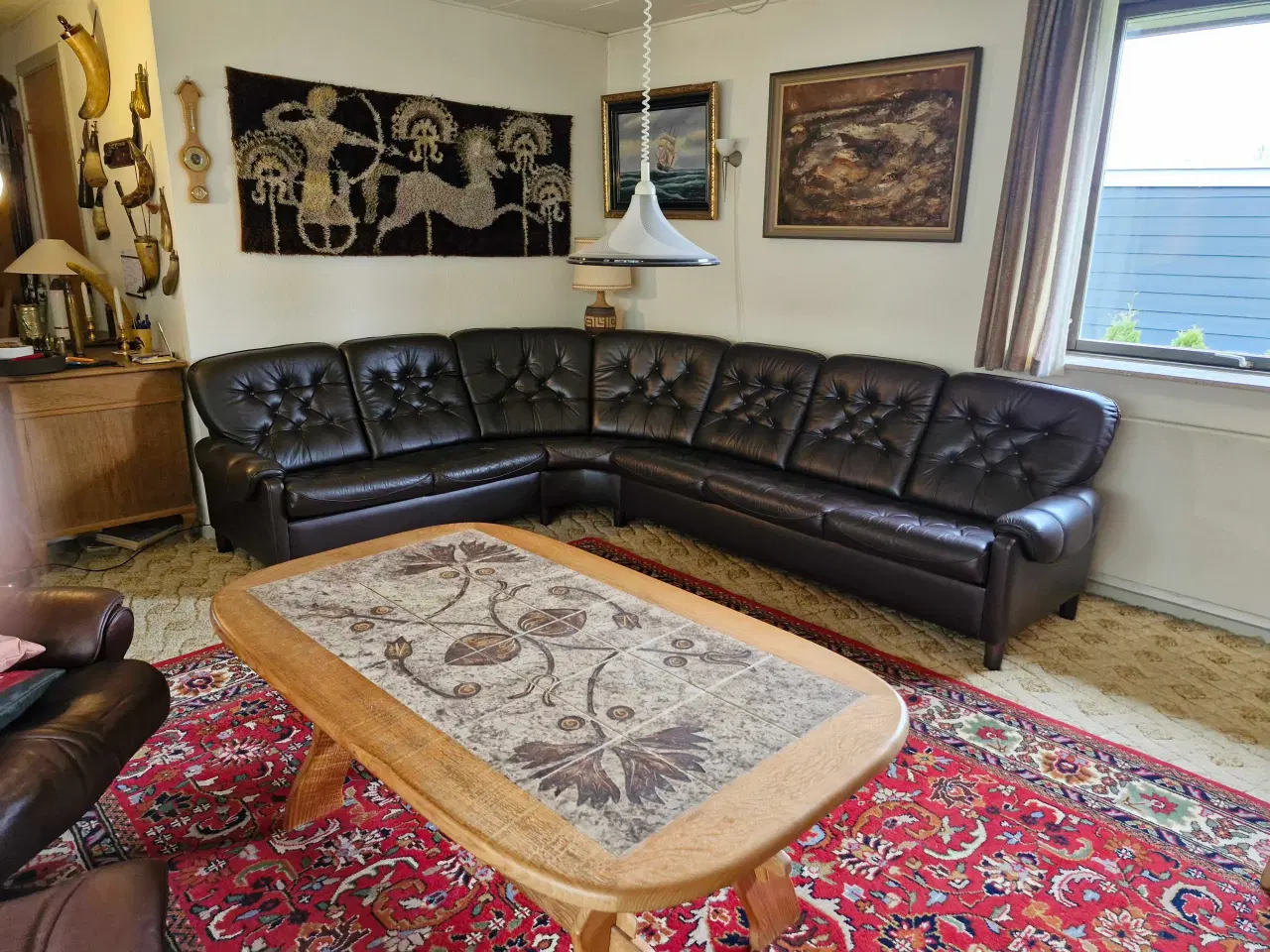 Billede 1 - Læder Hjørnesofa