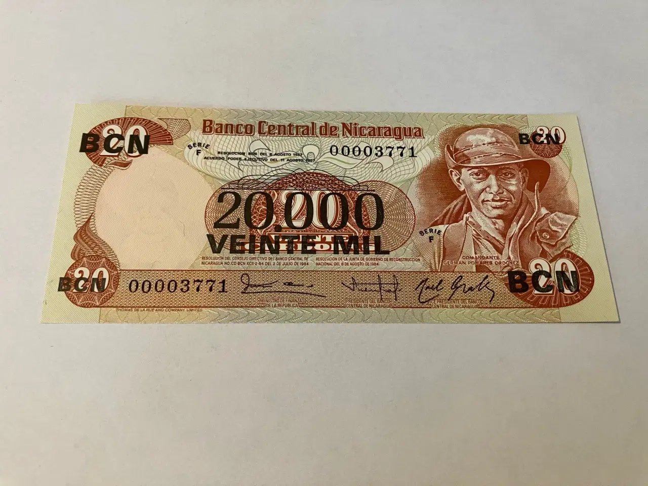 Billede 1 - 20000 Cordobas on 20 Cordobas 1984