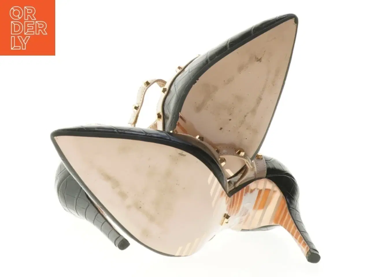 Billede 3 - Sort stiletter med gyldne nitter fra Dune London (str. 38 )