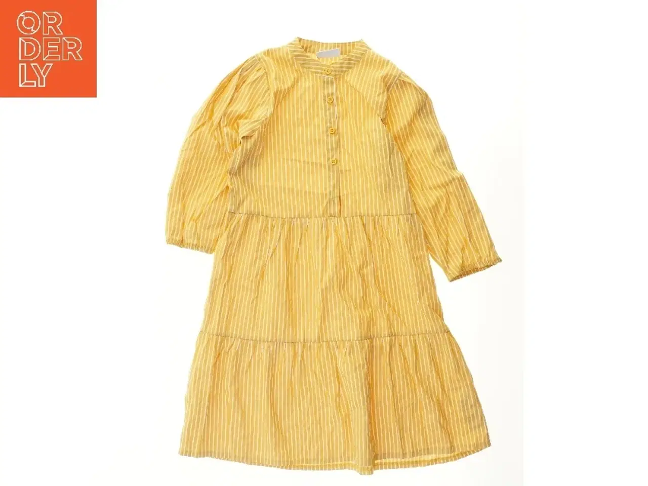 Billede 1 - Langærmet gul og hvid stribet kjole fra D-XEL (str. 152)