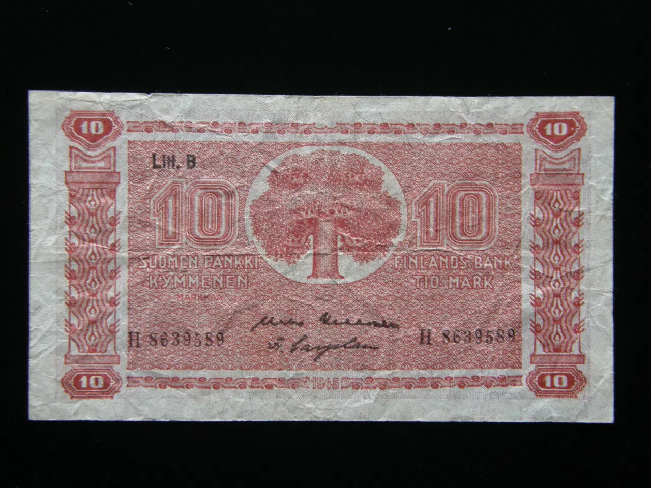 Billede 1 - Finland  10 Markkaa 1945  P85  Litt. B