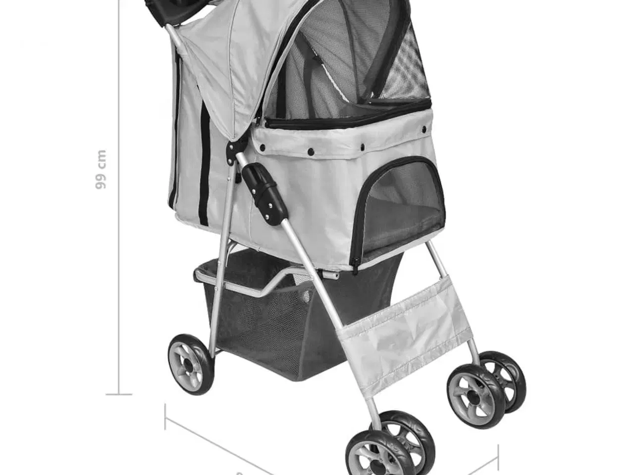 Billede 5 - Foldbar klapvogn til hund/kat grå