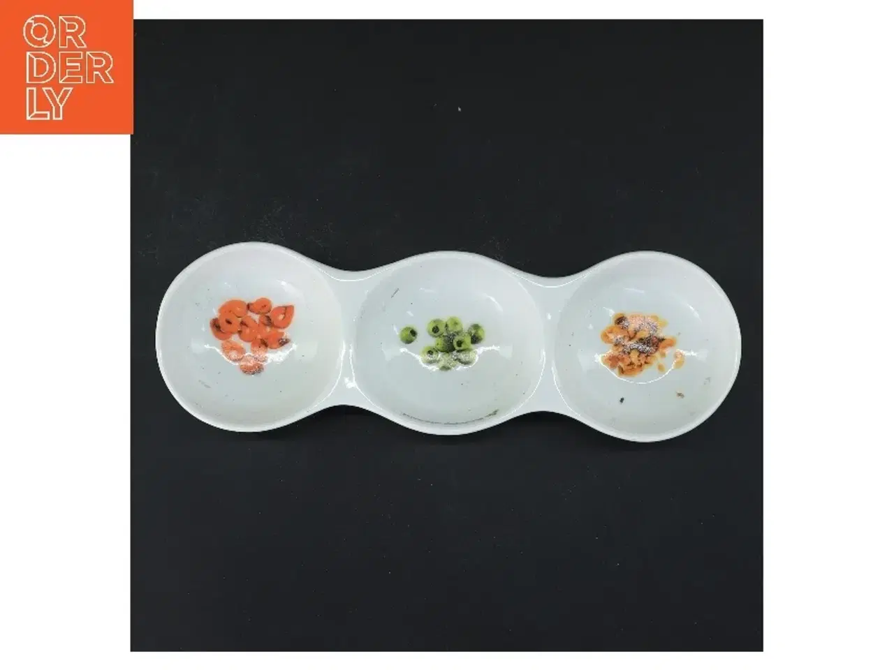 Billede 2 - Tredelt serveringsfad (str. 25 cm) i  porcelæn