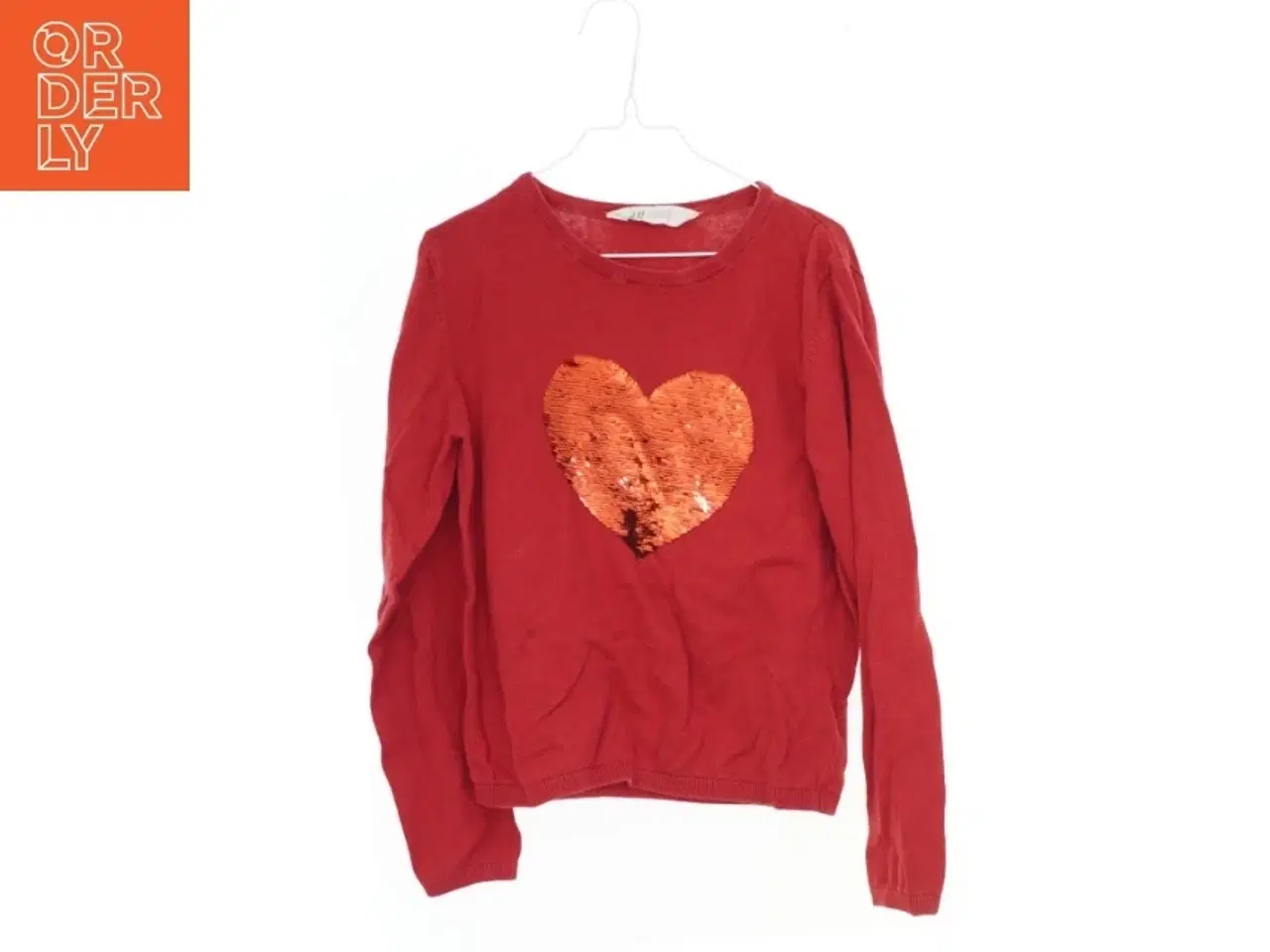 Billede 1 - Rød striktrøje med hjerte fra H&M (str. 152)