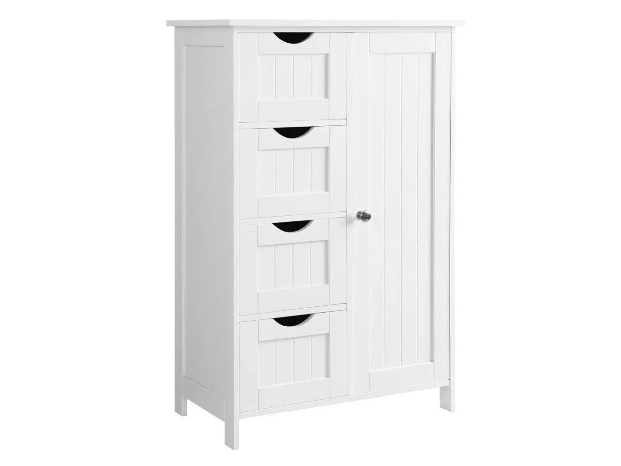 Billede 1 - Opbevaringsskab til badeværelse – VASAGLE, hvid, 4 skuffer, enkeltlåge og justerbar hylde (LHC41W)