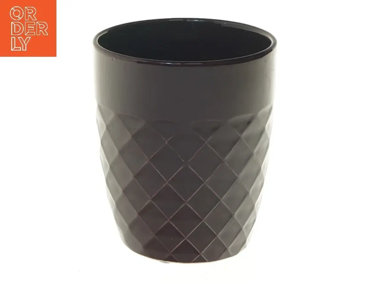 Billede 1 - Sort/mørk lilla vase med riflet mønster fra 2have (str. Ø 13 cm længde 15 cm)