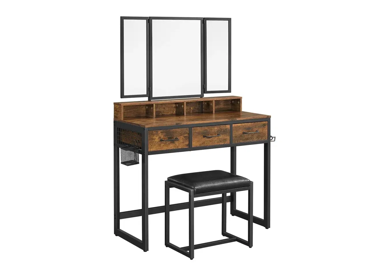 Billede 1 - Toiletbord med spejl rustik brun/sort (RVT004B01)