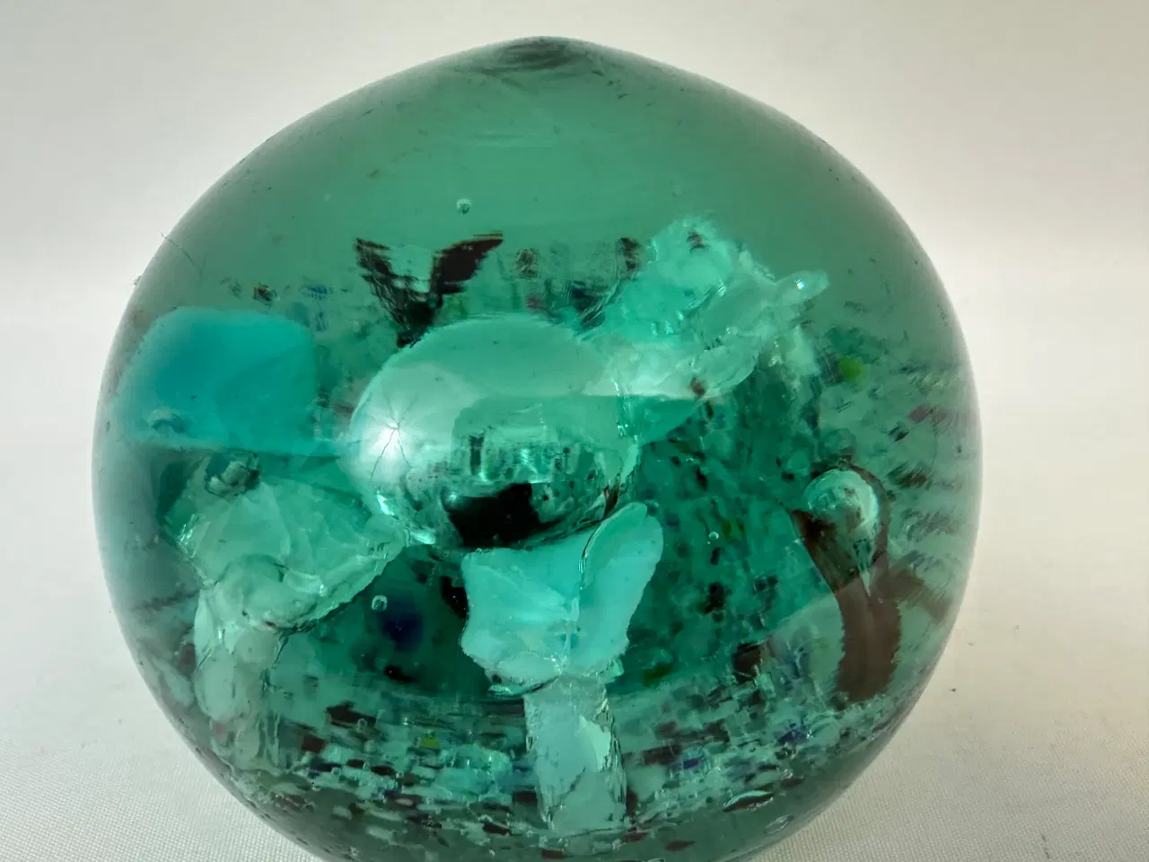 Billede 4 - Ældre brevpresse i glas (grønlig)