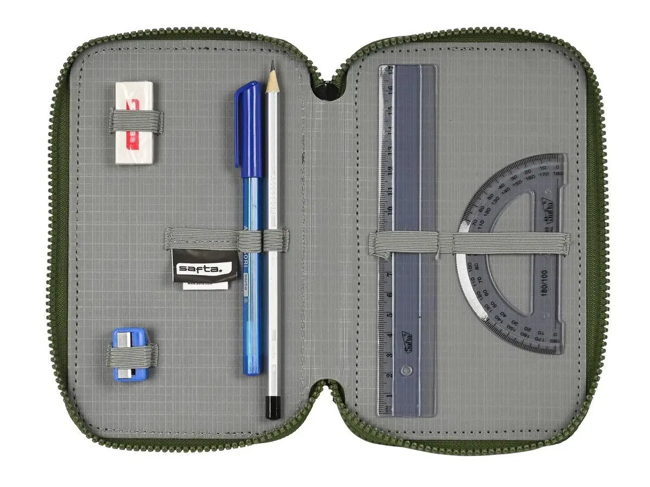 Billede 4 - Penalhus tredobbelt Safta Dark Forest - sort/grøn, 36 dele