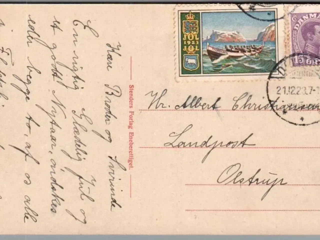 Billede 1 - Julemærke 1923 på Postkort