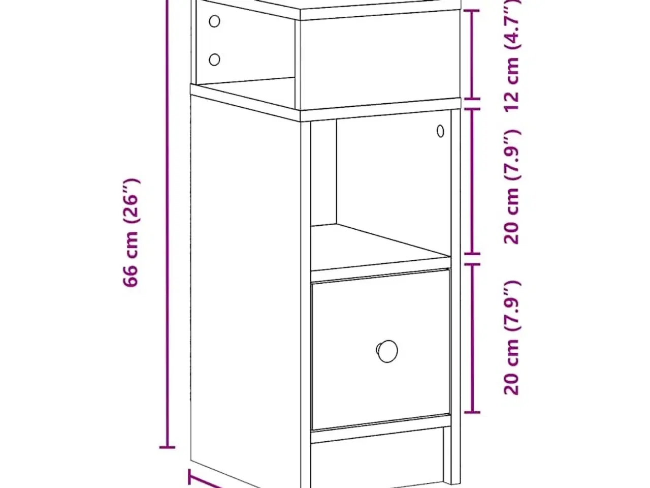 Billede 11 - Sengebord med skuffe 25x31x66 cm kunsteg