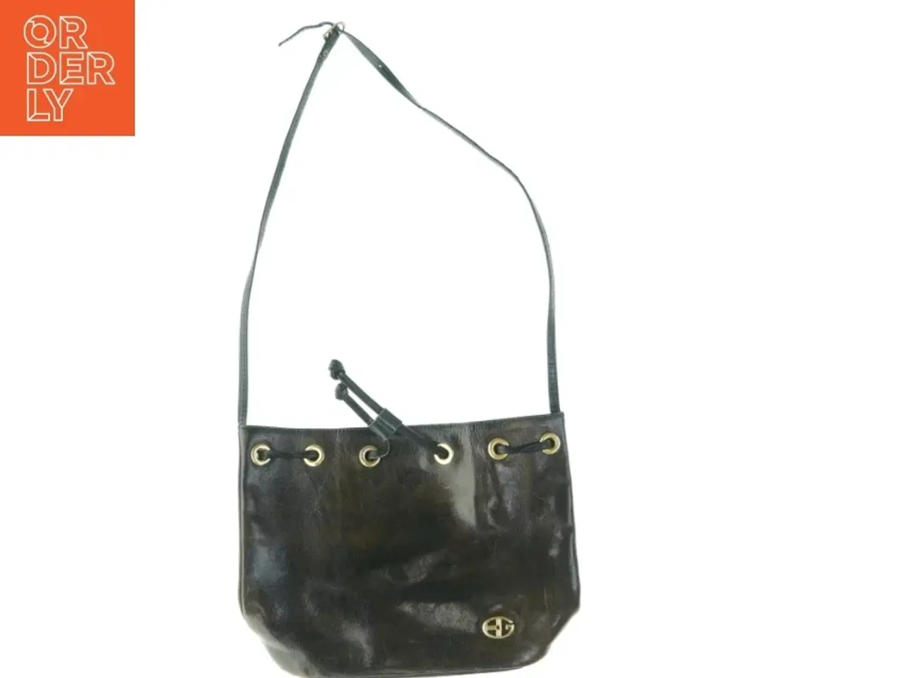 Billede 1 - Sort læder skuldertaske (str. 31 x 22 cm)
