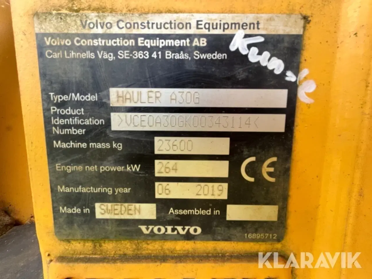 Billede 5 - Dumper VOLVO HAULER A30G 17,3 m3 lad