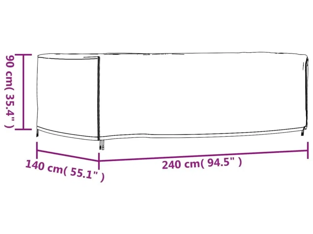 Billede 12 - Havemøbelovertræk 240x140x90 cm vandtæt 420D sort