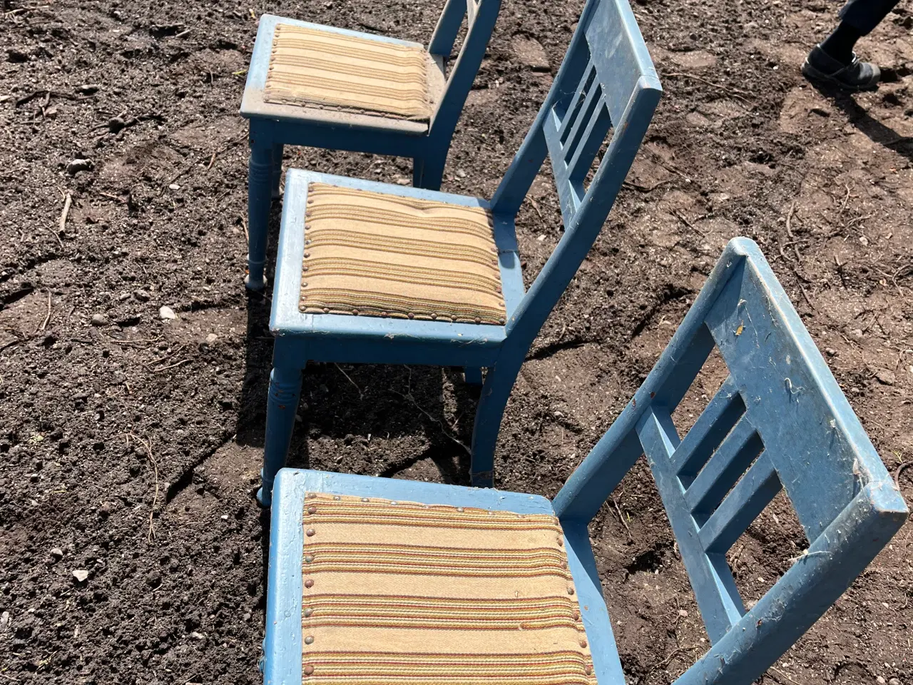 Billede 1 - Lyseblå stole med stofsæde