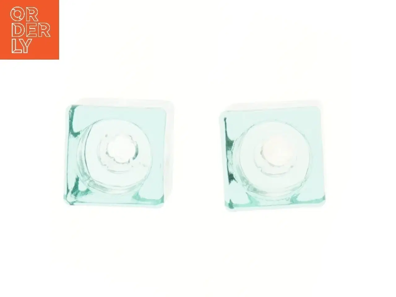 Billede 3 - Glaslysestager, 2 stk. fra Wuf (str. 5,5x5,5 cm)