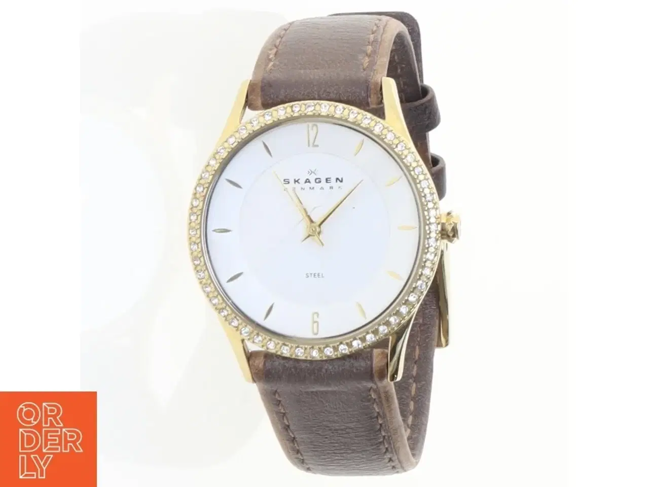 Billede 1 - Skagen armbåndsur med brun rem fra Skagen (str. Ø 9 mm)