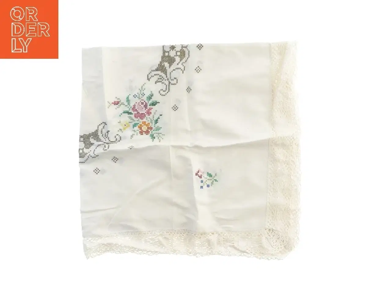 Billede 1 - Broderet dug (str. 105x110 cm)