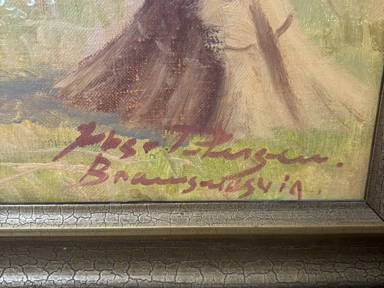 Billede 2 - Maleri - gård/natur/vand