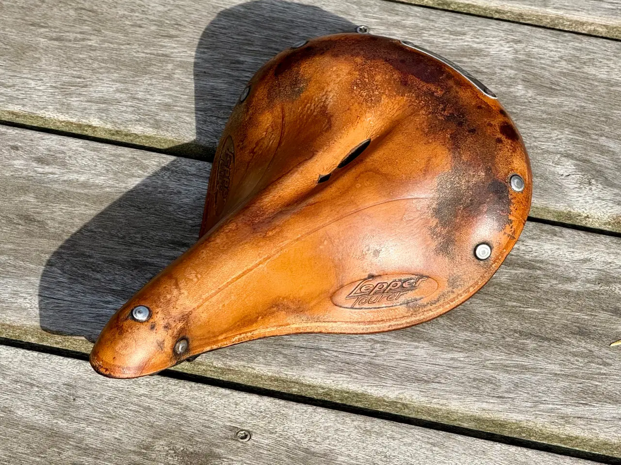 Billede 4 - Retro-look Cykelsadel i ægte brun kernelæder