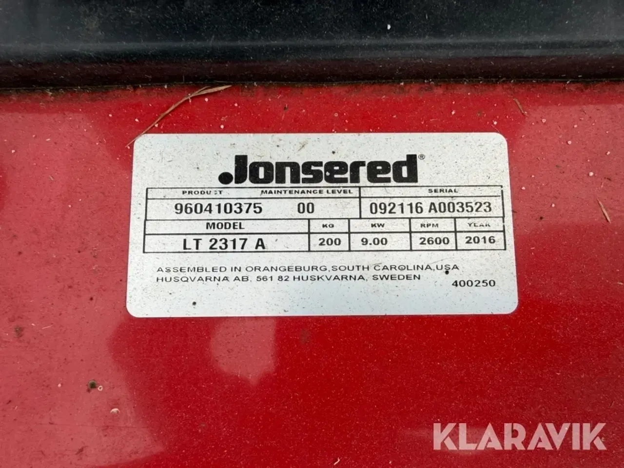 Billede 12 - Havetraktor og save Jonsered LT2317A