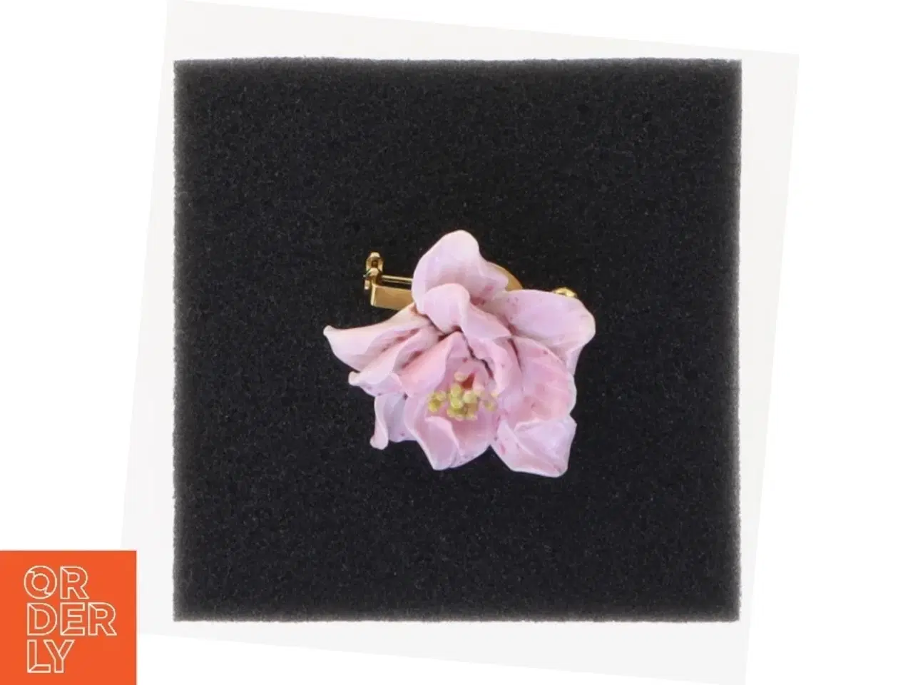 Billede 1 - Coalport porcelæn broche med blomstermotiv (str. Ø 3,5 cm)