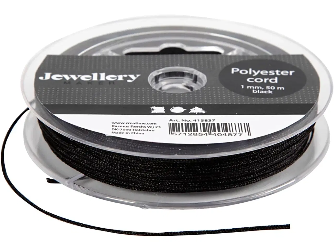 Billede 1 - Polyester snor, tykkelse 1 mm, sort, 50m/ 1 rl.