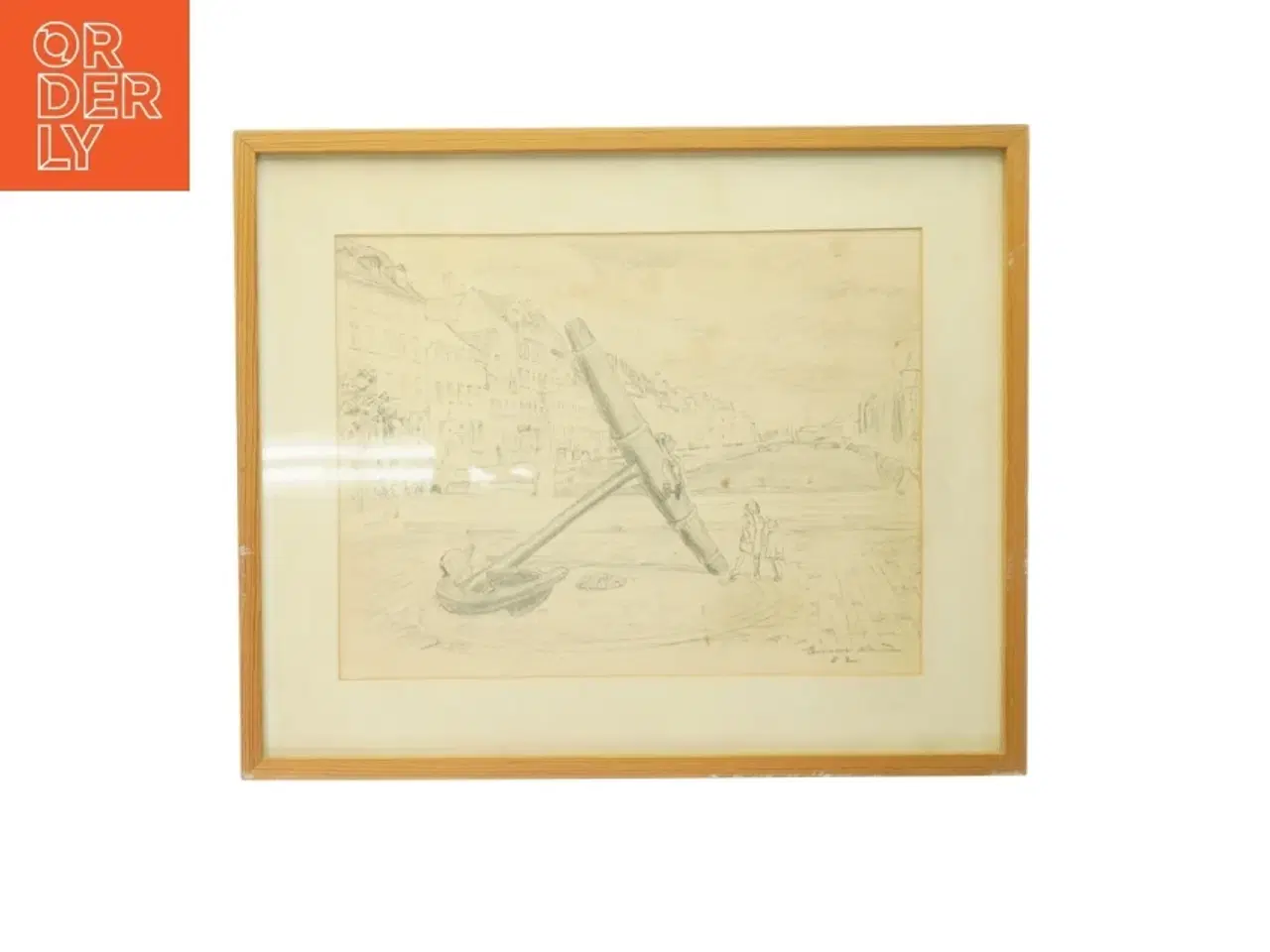 Billede 1 - Original blyantstegning fra 1962 - ankeret i Nyhavn (str. 56 x 46 cm)