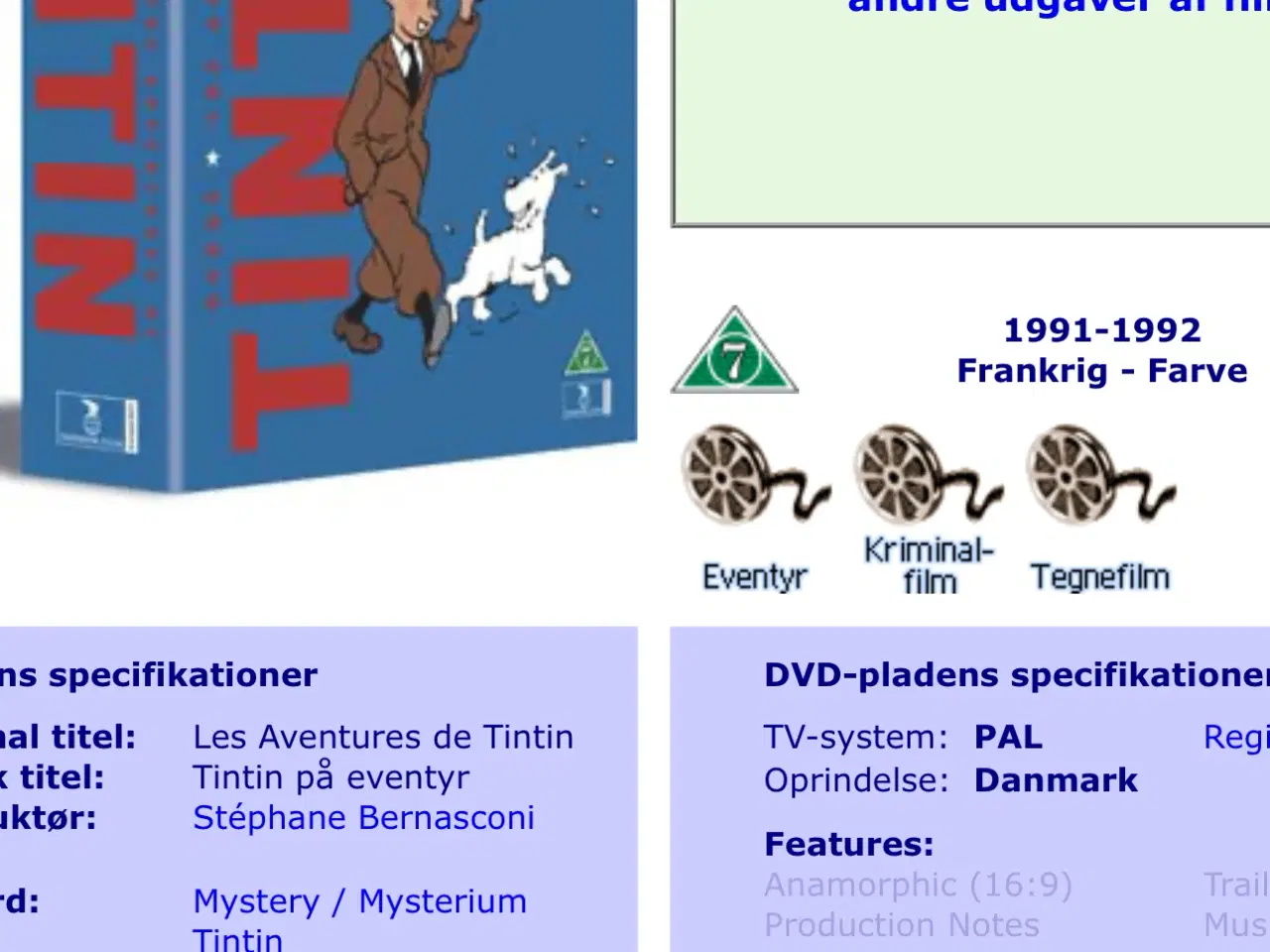 Billede 6 - Tintin dvd boks