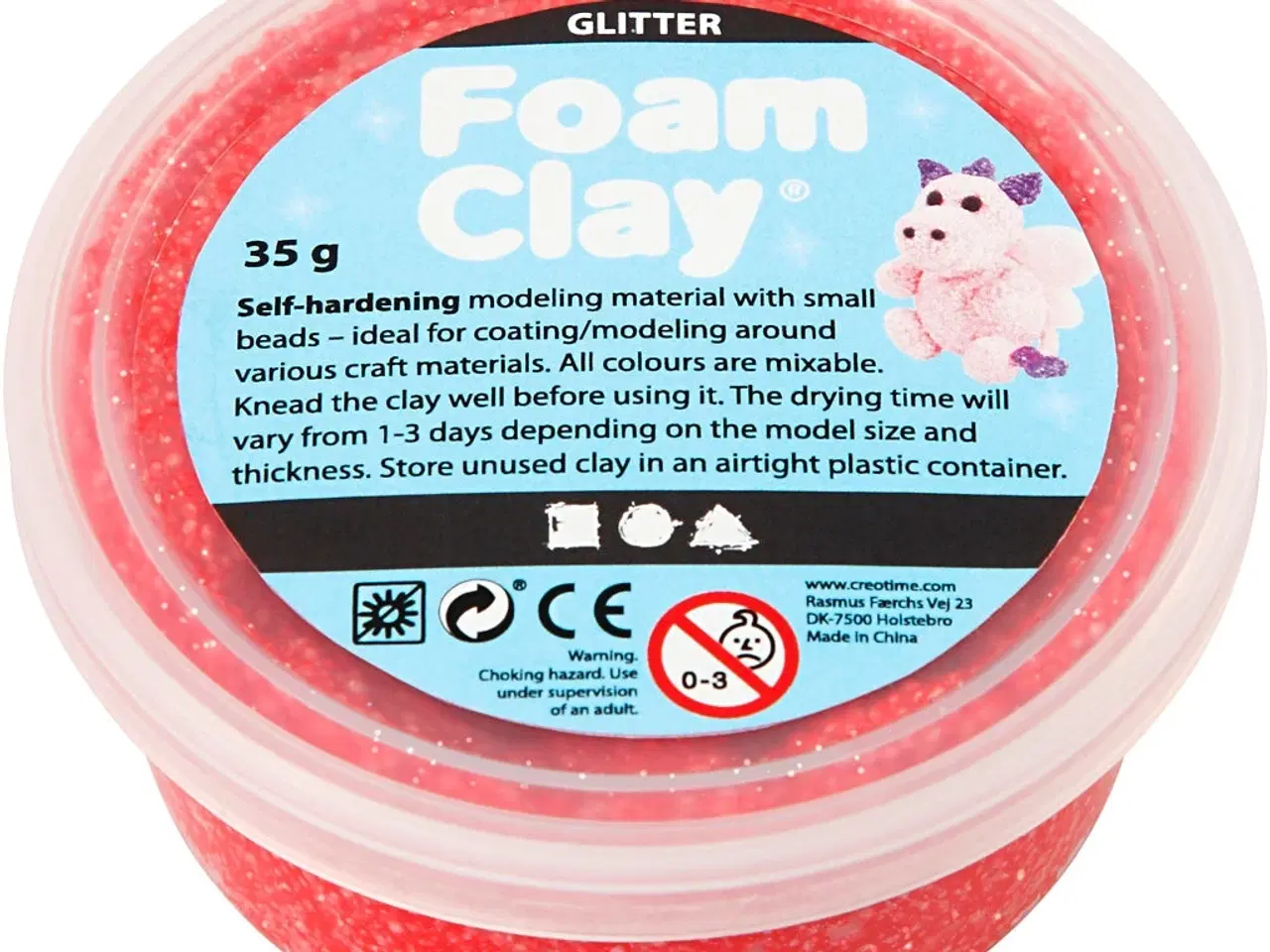 Billede 1 - Foam Clay®, glitter, rød, 35g/ 1 ds.